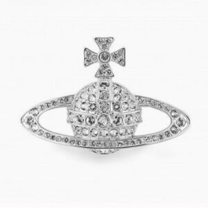 Vivienne Westwood Orbit  Silver Crystal Logo Brooch
